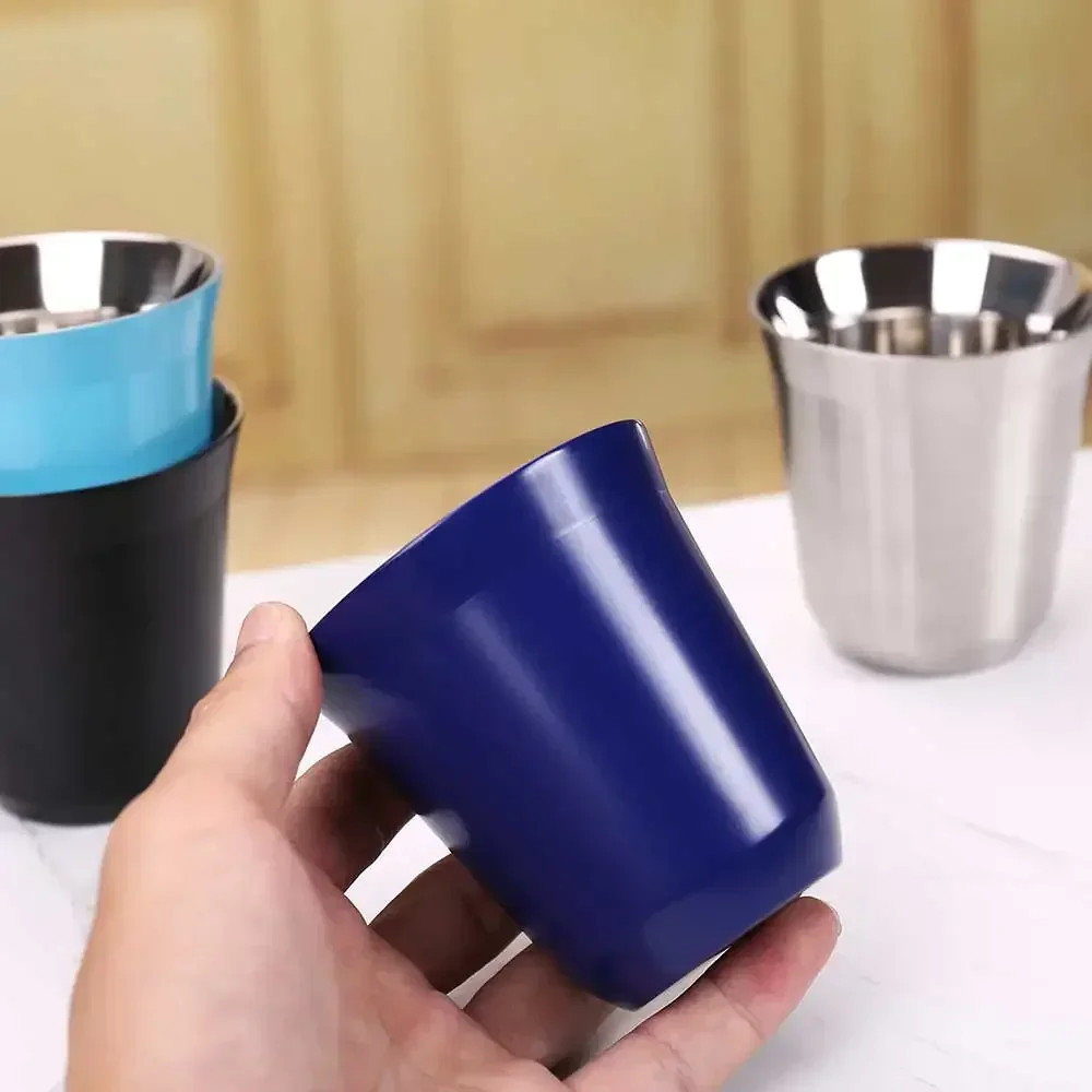 80/160ML Espresso Mugs Stainless Steel Coffee Milk Water Drink Breakfast Cups 30