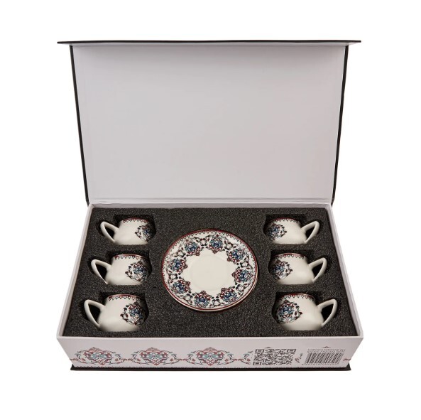 ARABIC TURKISH OTTOMAN PORCELAIN ESPRESSO CUP SET OF 6 KARACA NAKKAŞ