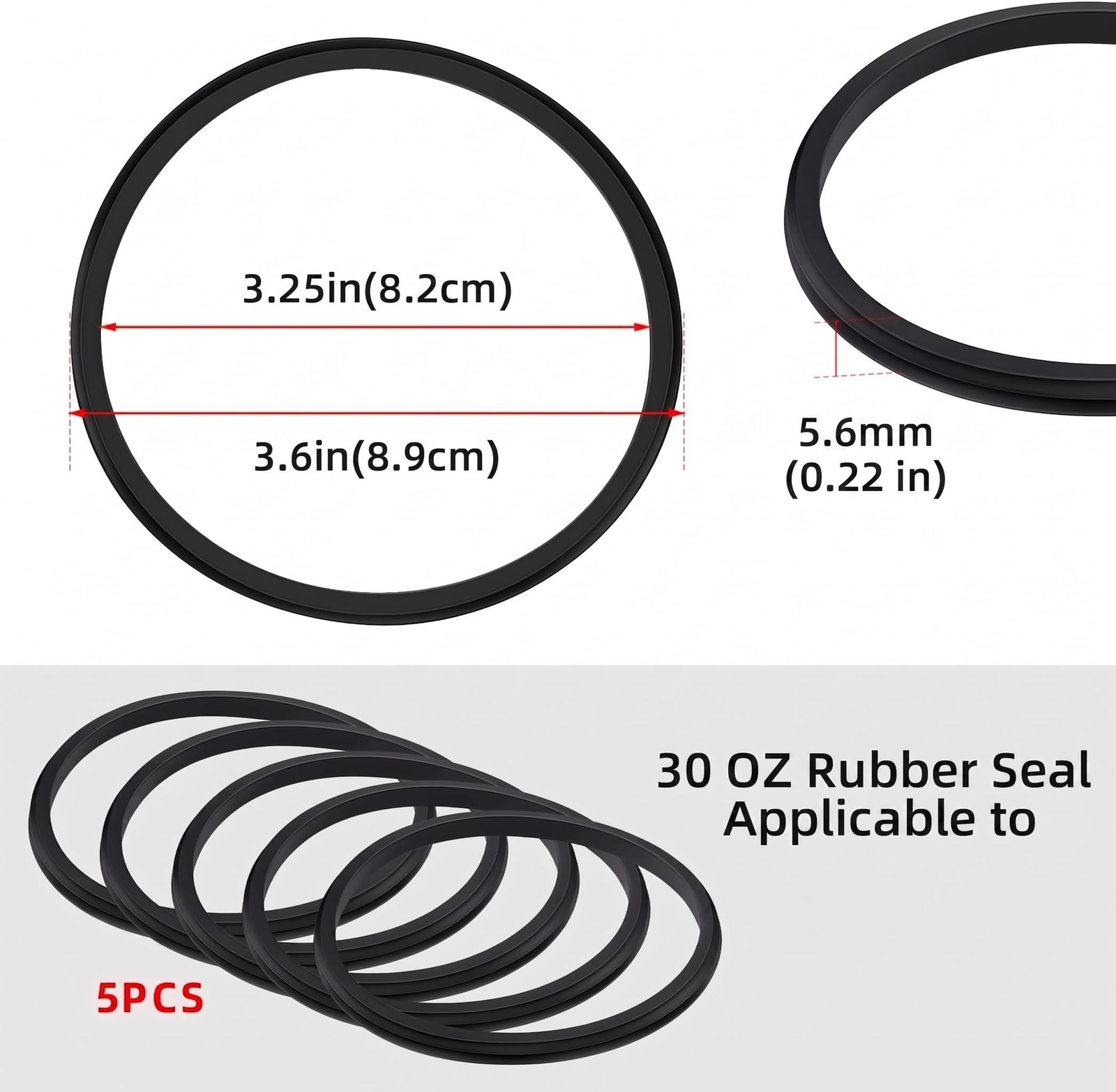 SolidSS 5 Pcs Black Replacement Lid Seal Gaskets,Rubber Seal Replacement Gask…
