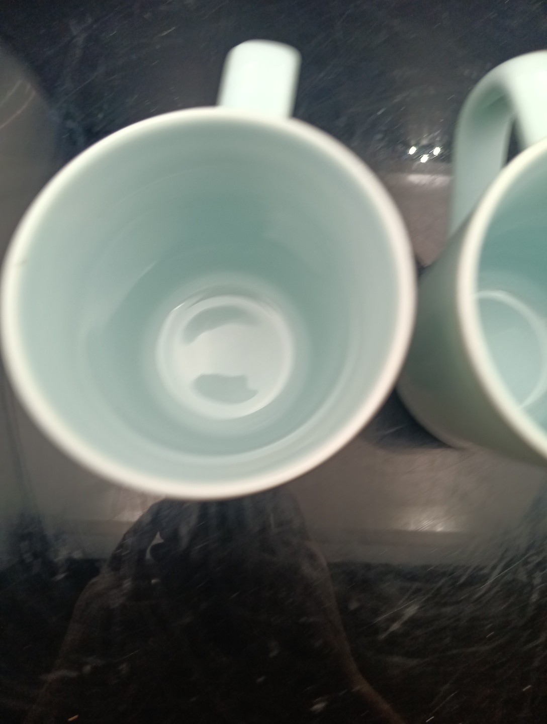 Pair Of Real Simple SEAGLASS Stoneware Coffee Mugs 4 1/2″ RARE! Free Ship! T2690