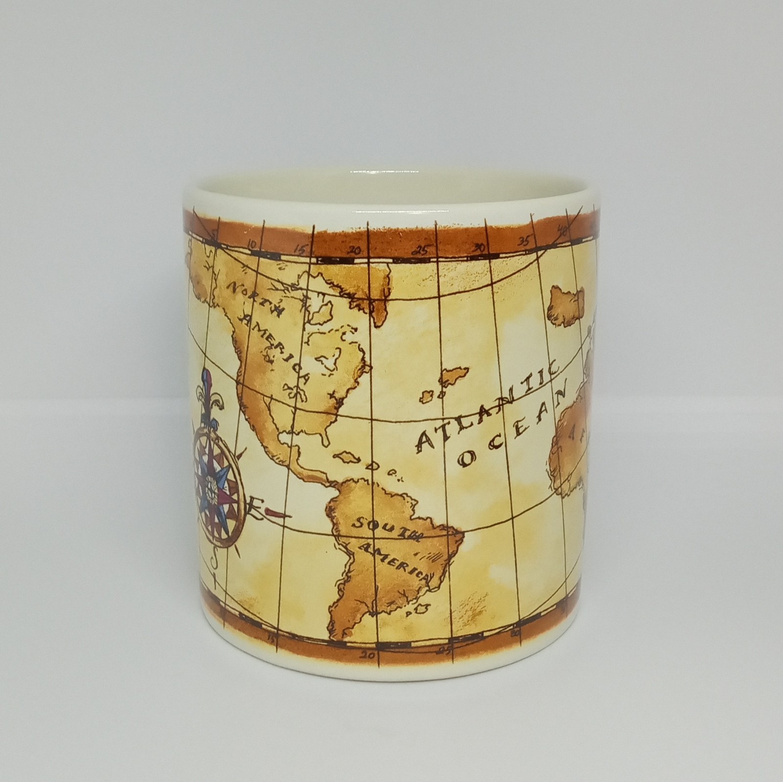 Vintage Papel CONTINENTS Antique Atlas World Map Travel Ceramic Coffee Mug 12oz