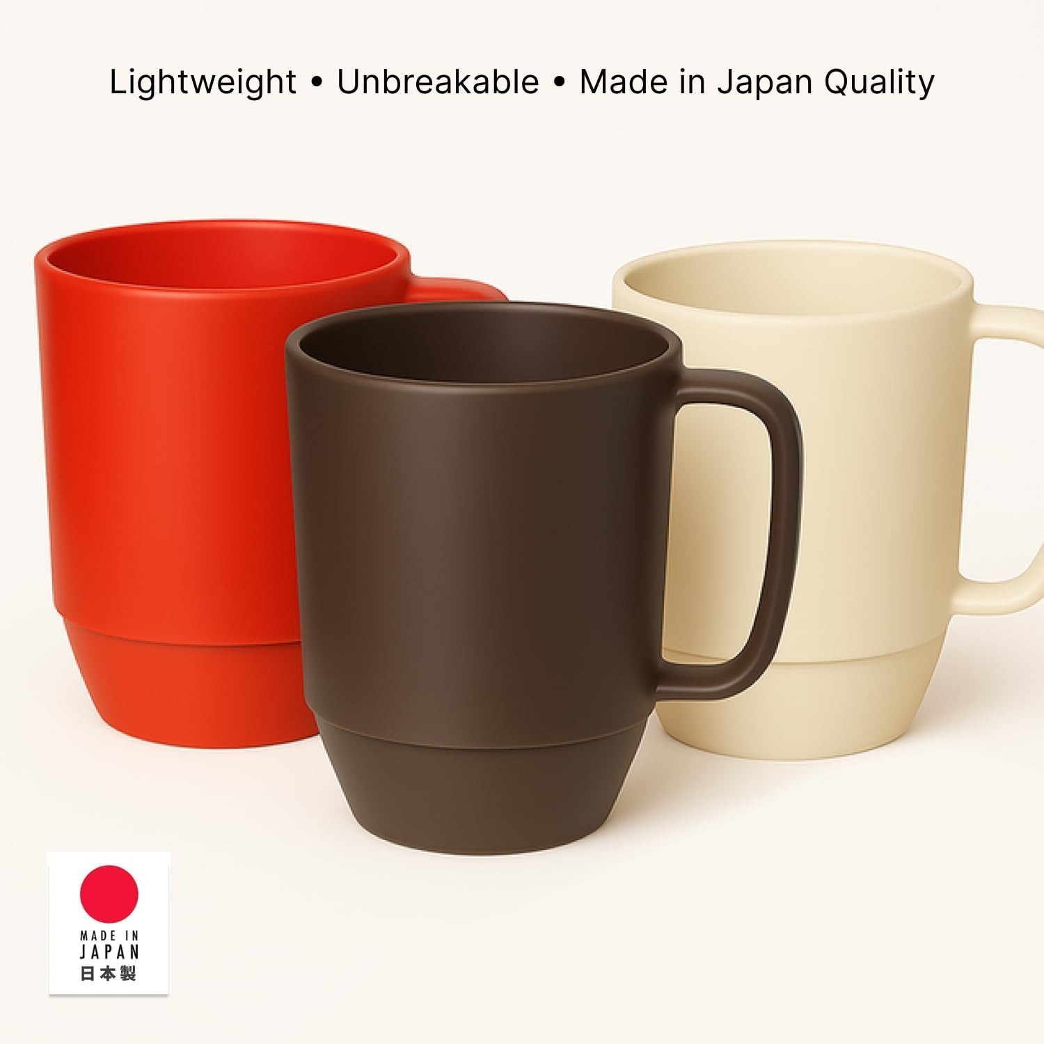 Japanese Plastic Microwavable Water Mug 12oz White #1665 S-3090