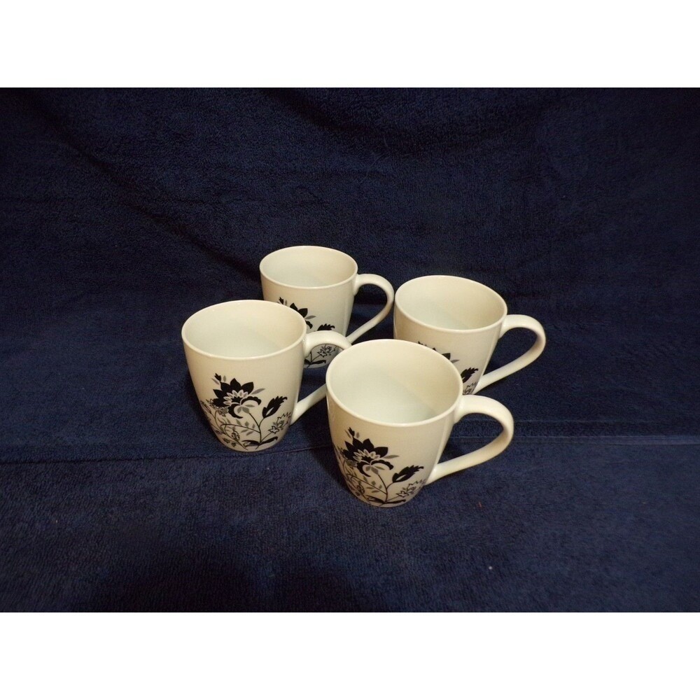 Gallery “Rebecca” White & Black Coffee Mugs Set of 4