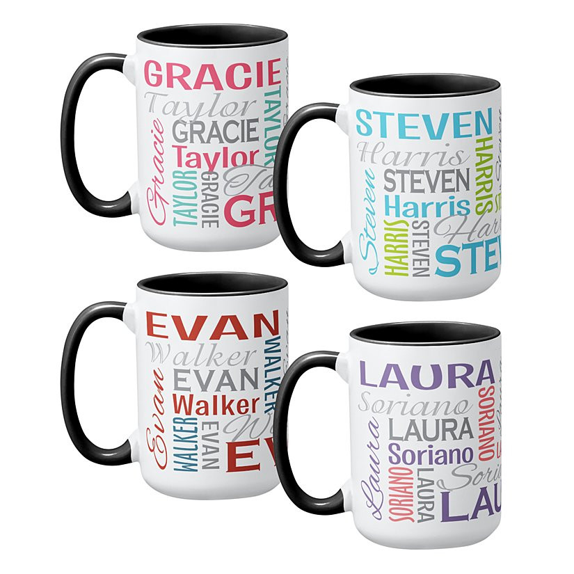 Personalized Set of 4 You Name It Signature Mug Custom Name NO IMPORT FEES