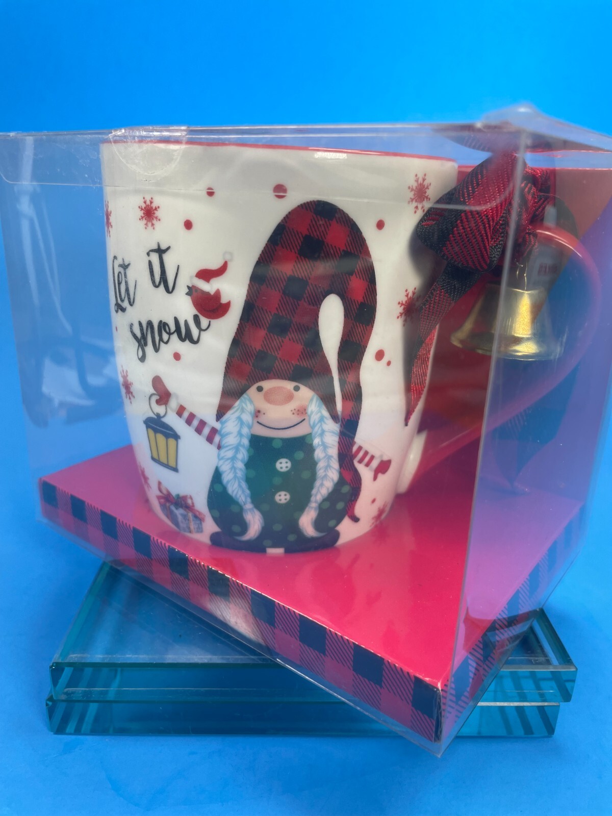 Amici Home Let It Snow Santa Girl Christmas Bow & Bell Mug Bell Rings 12oz C85