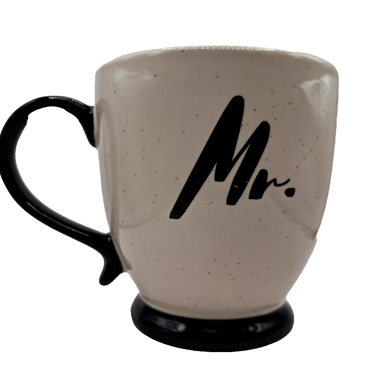 Mr. Mister Black White Speckled Ceramic Coffee Mug Tea Cup Ciroa Vintage 4″