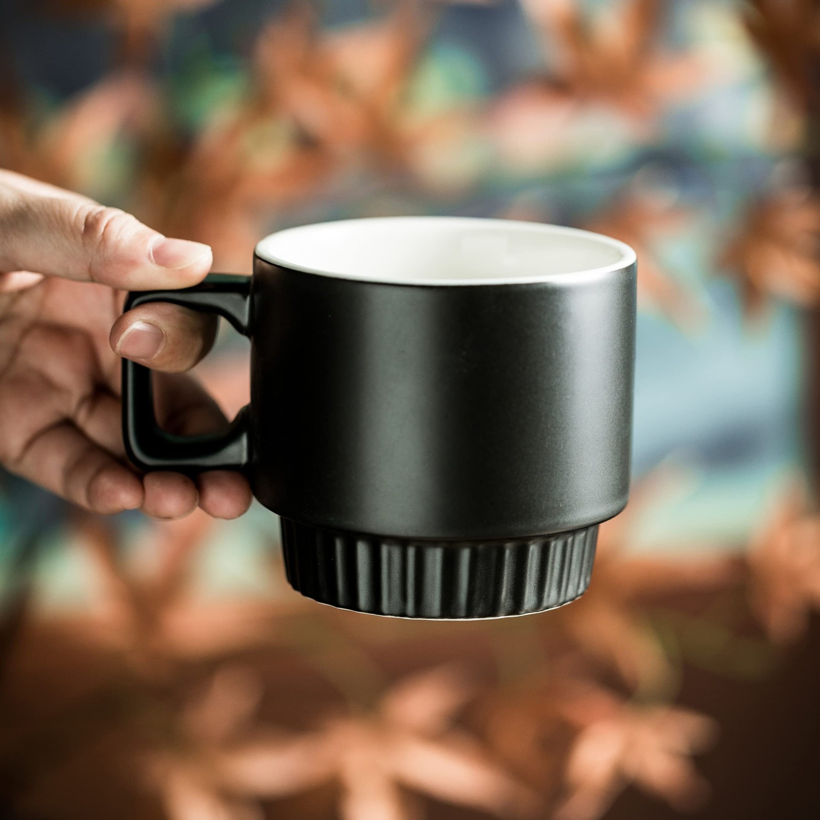 Stackable Coffee Mugs with Stand Set of 4, Space-saving Storage