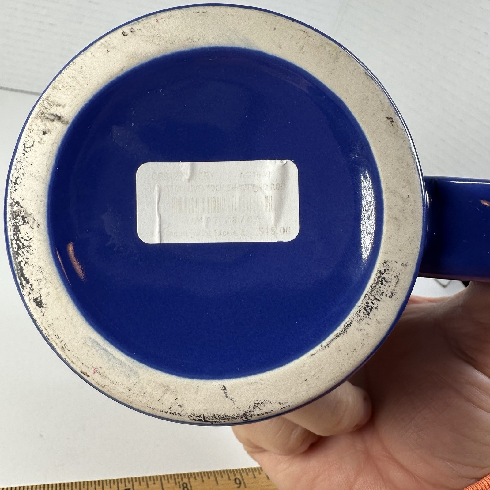 Houston Rodeo Cobalt Blue Black White Speckled Stoneware Coffee Mug HLSR Logo