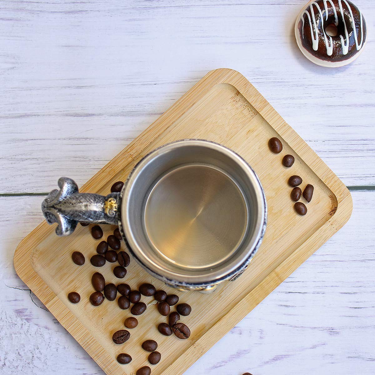 13oz Skull Coffee Mug Viking Skull Beer Mugs Stainless Steel Liner Gift for Men