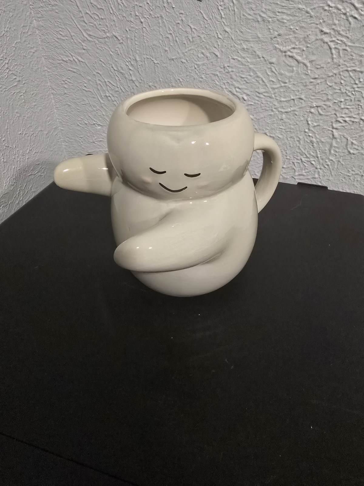 Sculpted Hug Earthenware Mug Cream Ceramic Coffee Cup 15.55 oz