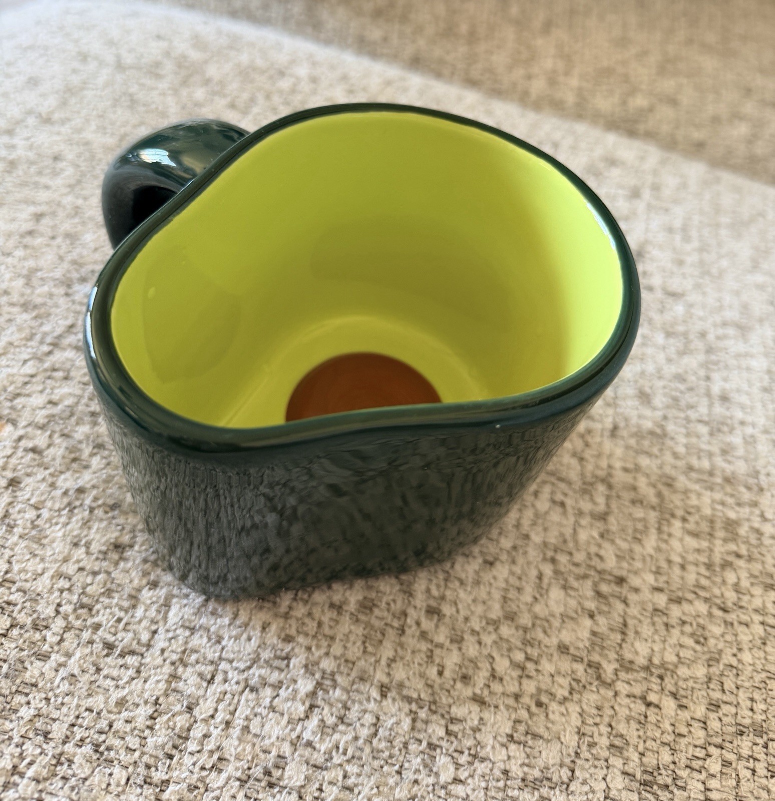 Green & Yellow Figural Decorated Ceramic Coffee Mug, 12 fl oz Contemporary