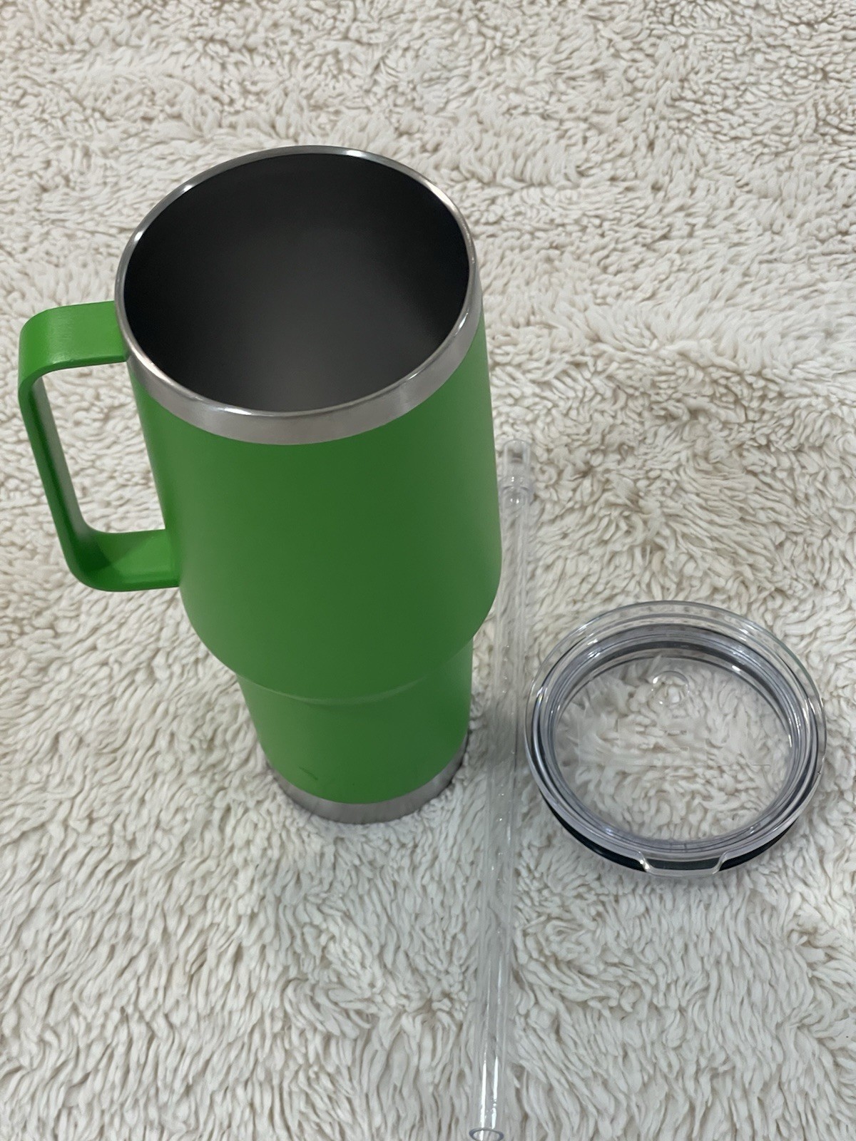 Yeti Rambler 42 oz Straw Mug Tumbler with Handle Canopy Green Stainless Steel.