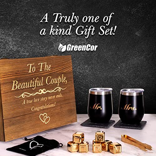 Unique Engagement Gifts for Couples, Engagement Wine Tumbler Gift Set, ‘To The