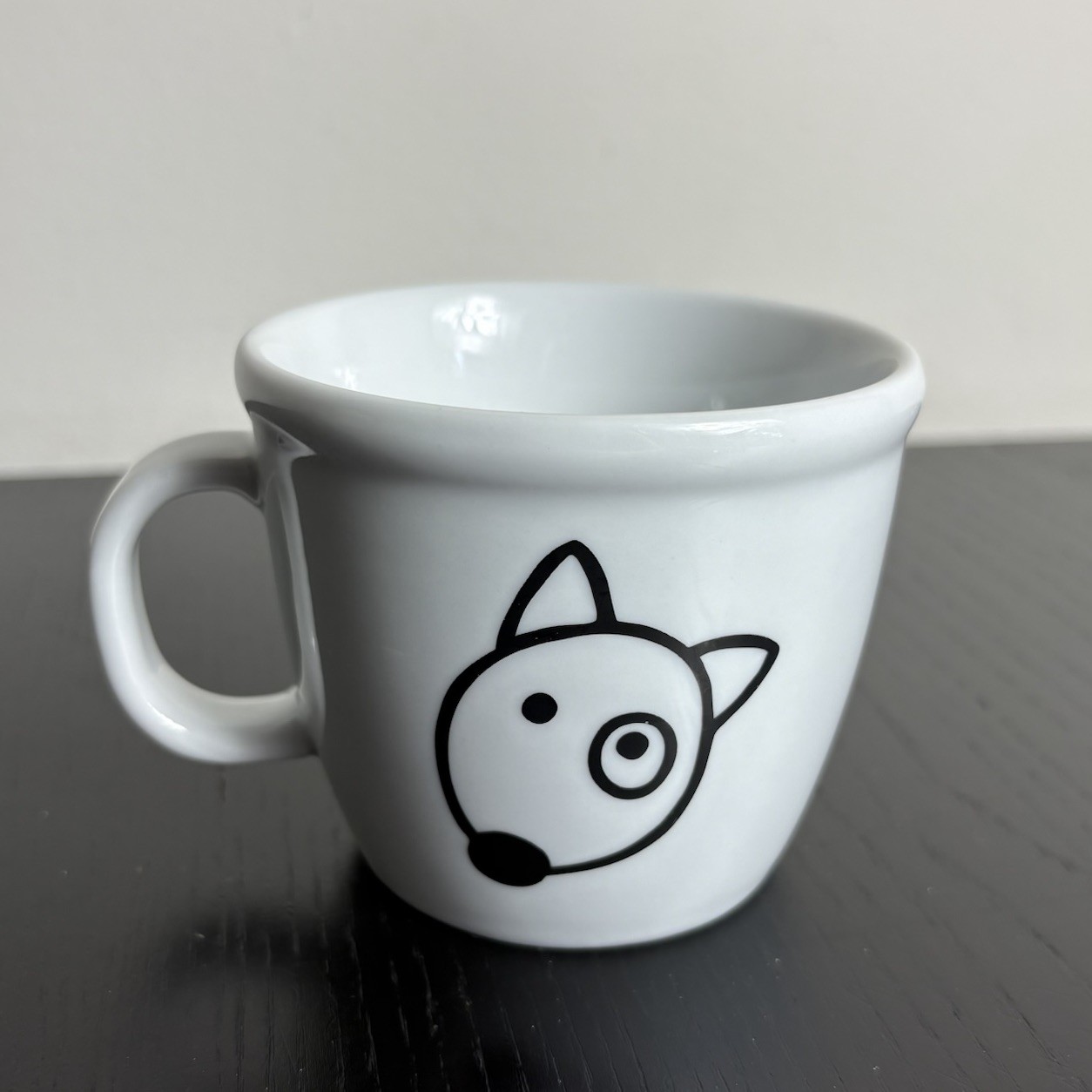 BODUM White Porcelain Small 3″ Coffee Mug with Black Dog