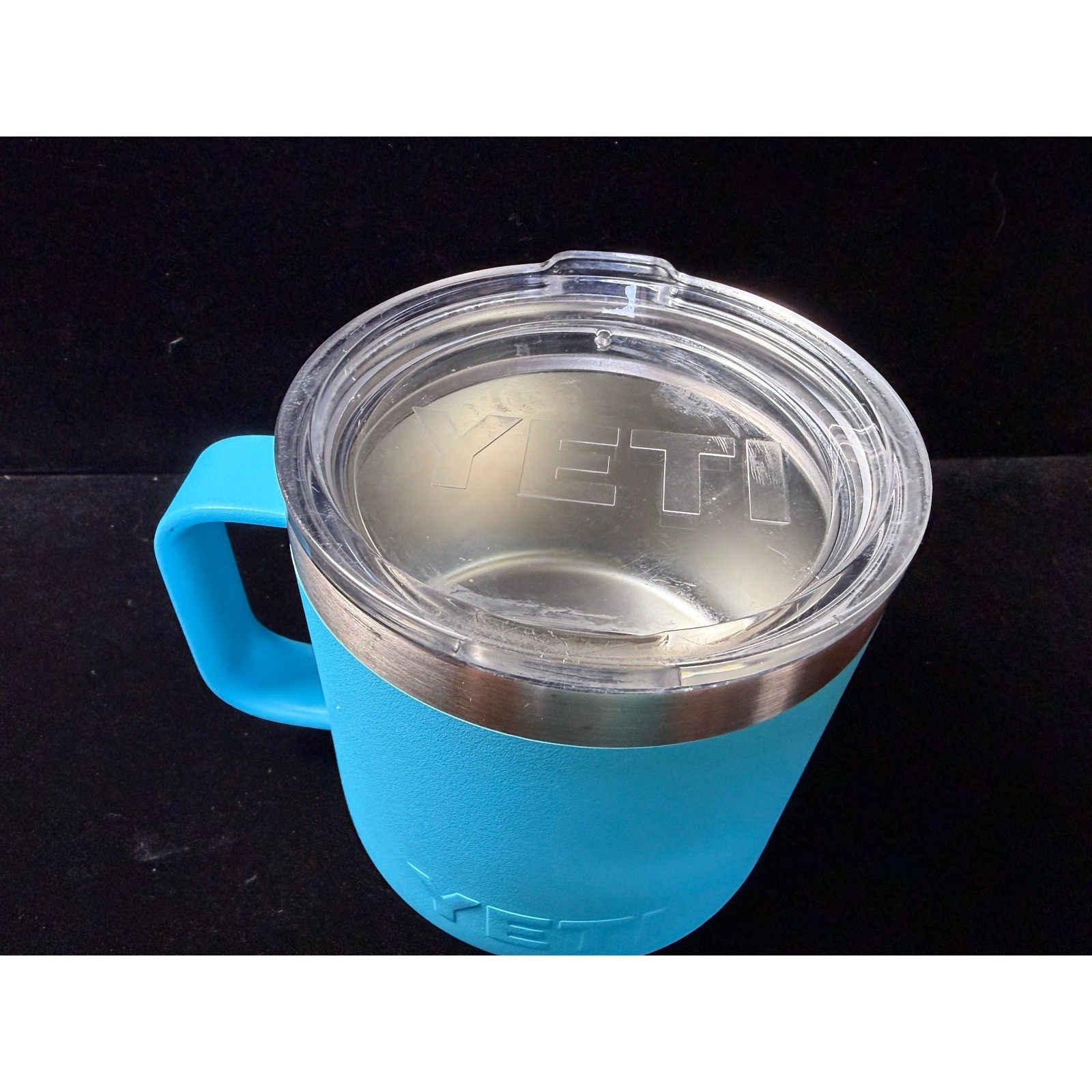 Yeti Rambler 14 oz Mug with Lid Bright Blue Stainless Steel Insulated Camp Cup