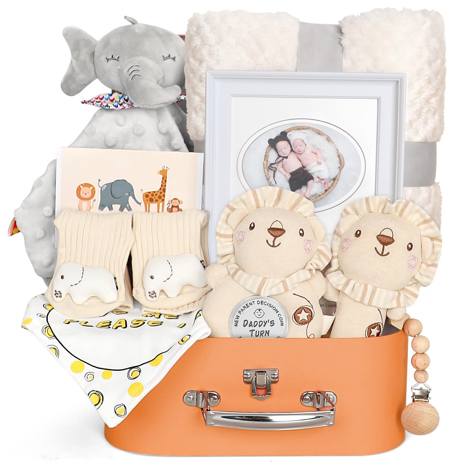 Baby Shower Gifts for Boys Girls, Baby Gifts Basket Newborn Blanket Rattle To…