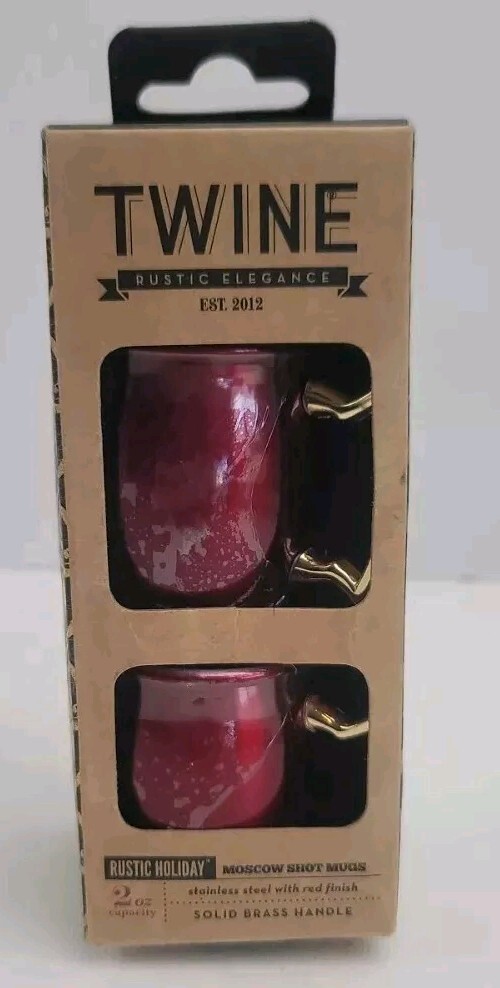 Twine Stainless Steel & Brass Red Moscow Mule Shot Glass 2 oz. mini mugs #5826