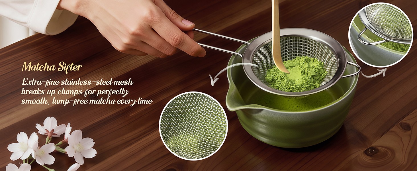 5 Pcs Gradient Green Matcha Set – Ceric Bowl, Bboo Chasen, Holder,