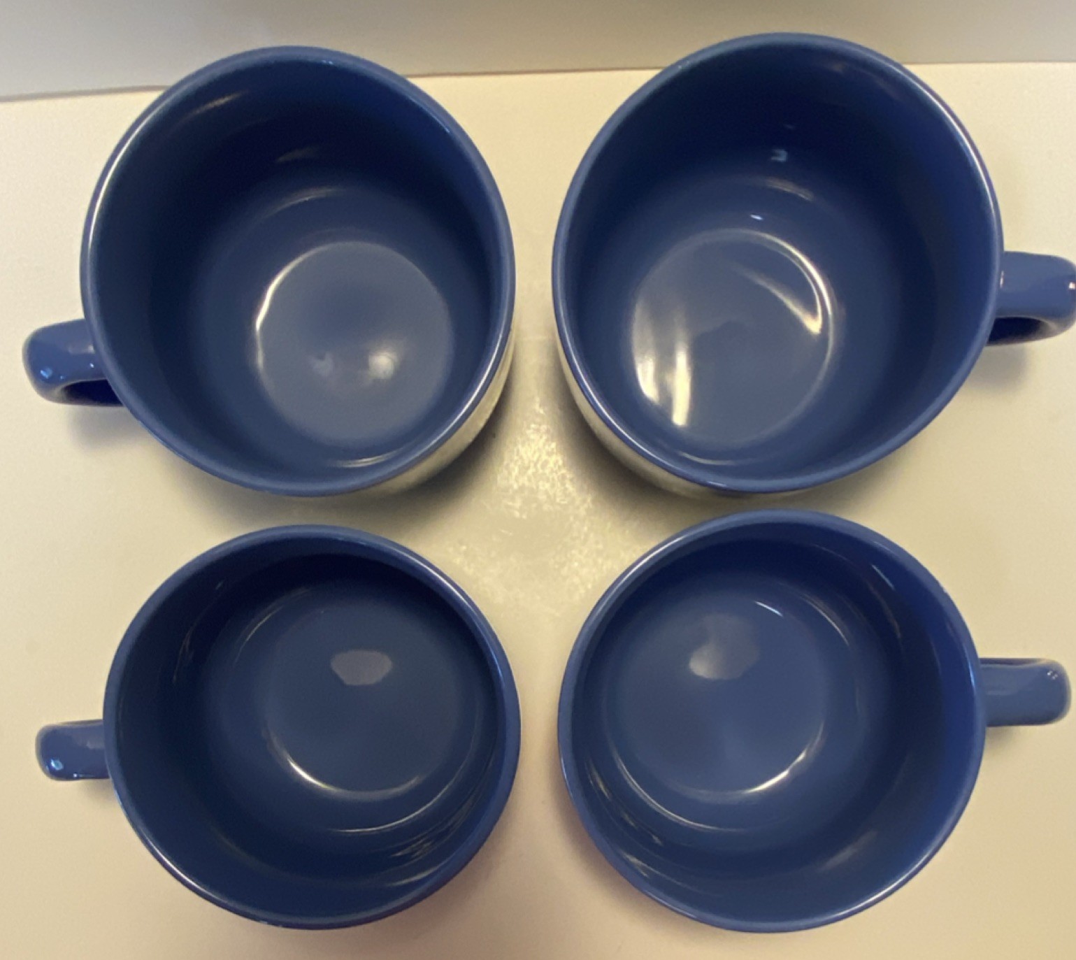 OMNIWARE TEAZ CAFE’COLLECTION SET OF 4 SAPPHIRE BLUE 24oz MUGS,DURABLE STONEWARE