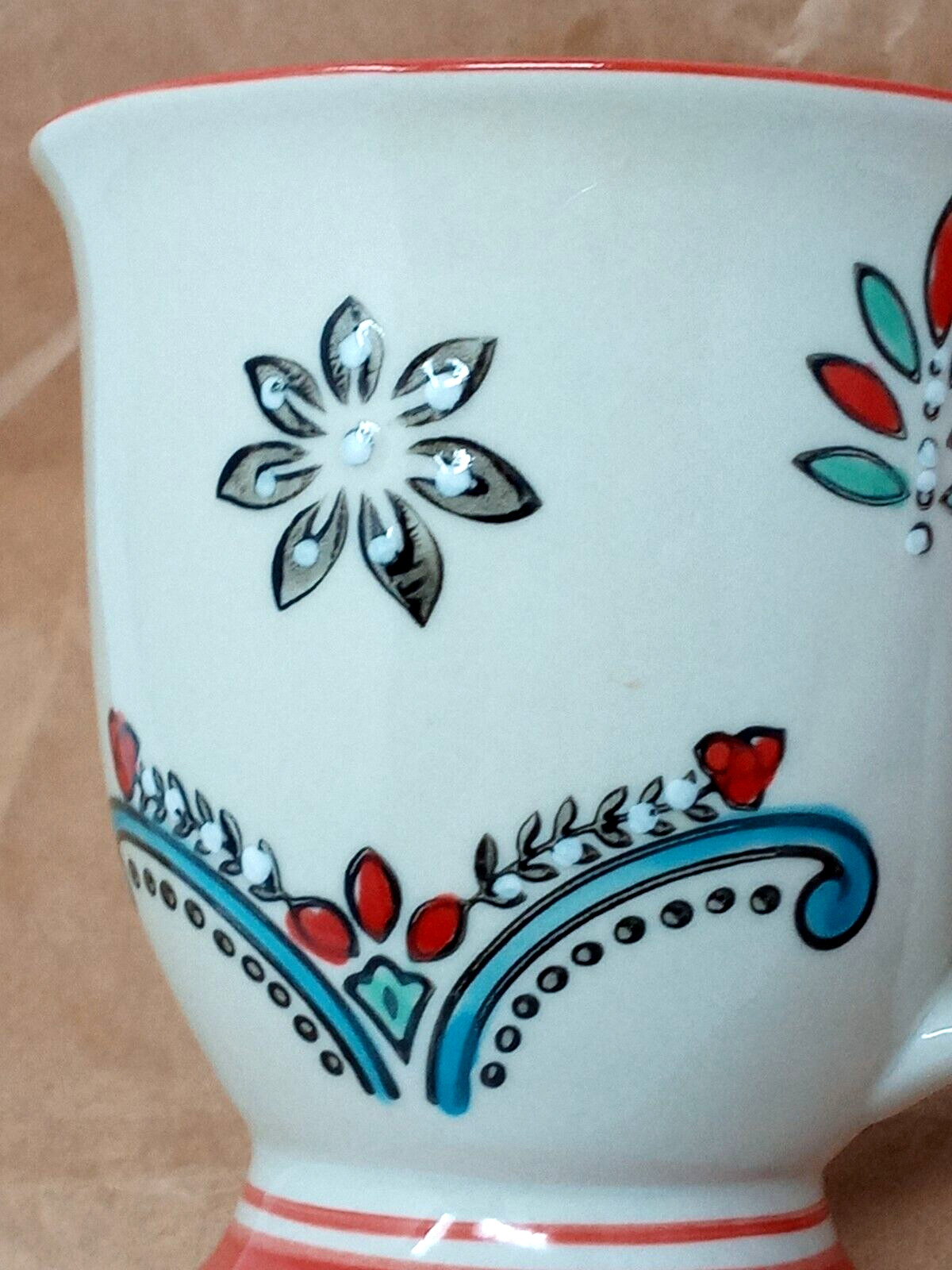 Royal Yokohama Studio Miyabi Coffee Cup Mug Floral Embossed Footed EUC boho
