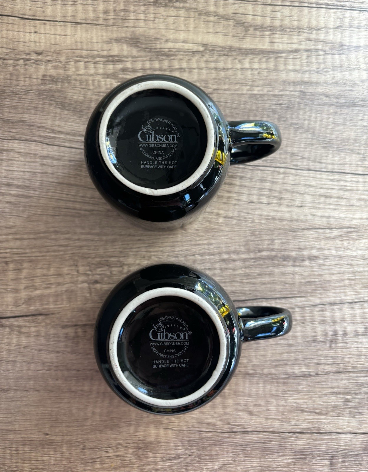 Gibson Ceramic Coffee Mugs Set of 2 Black Solid Color Dishwasher Safe