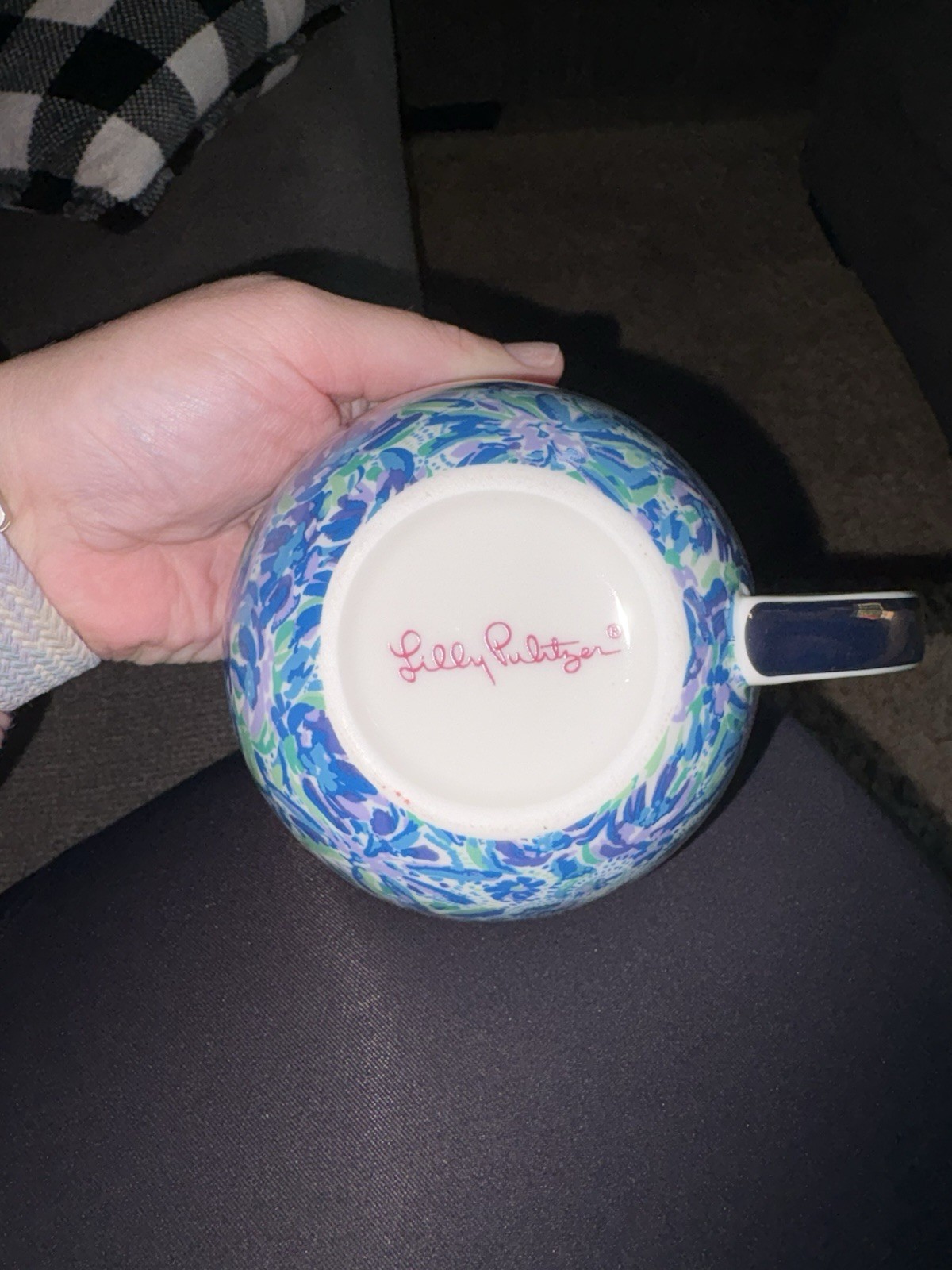Lilly Pulitzer 10 oz Coffee Mug Set 2-Piece Ceramic Blue Floral Decorated