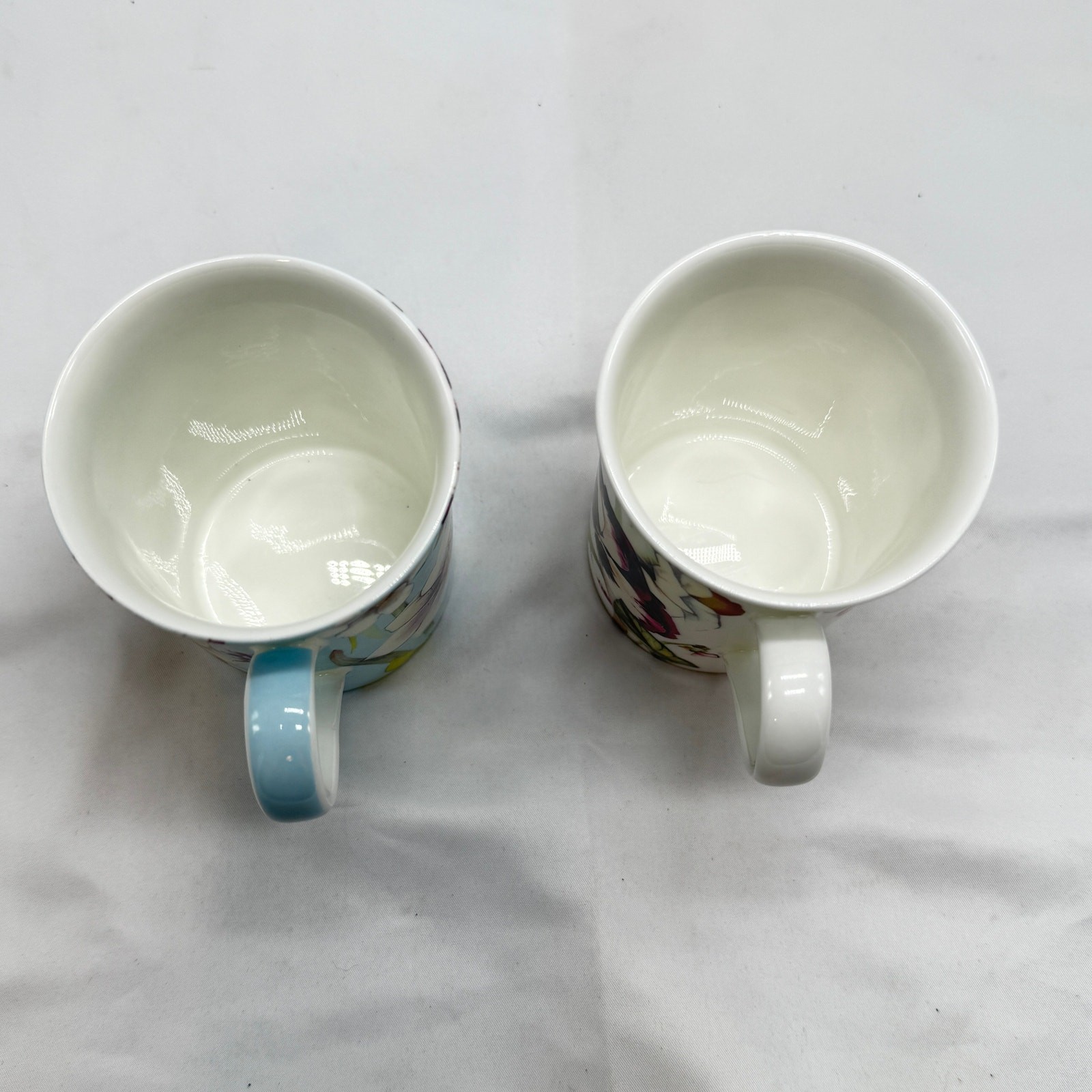 Stechcol Gracie Bone China Coastline Imports Mugs Set 2 Floral Pansy Botanical