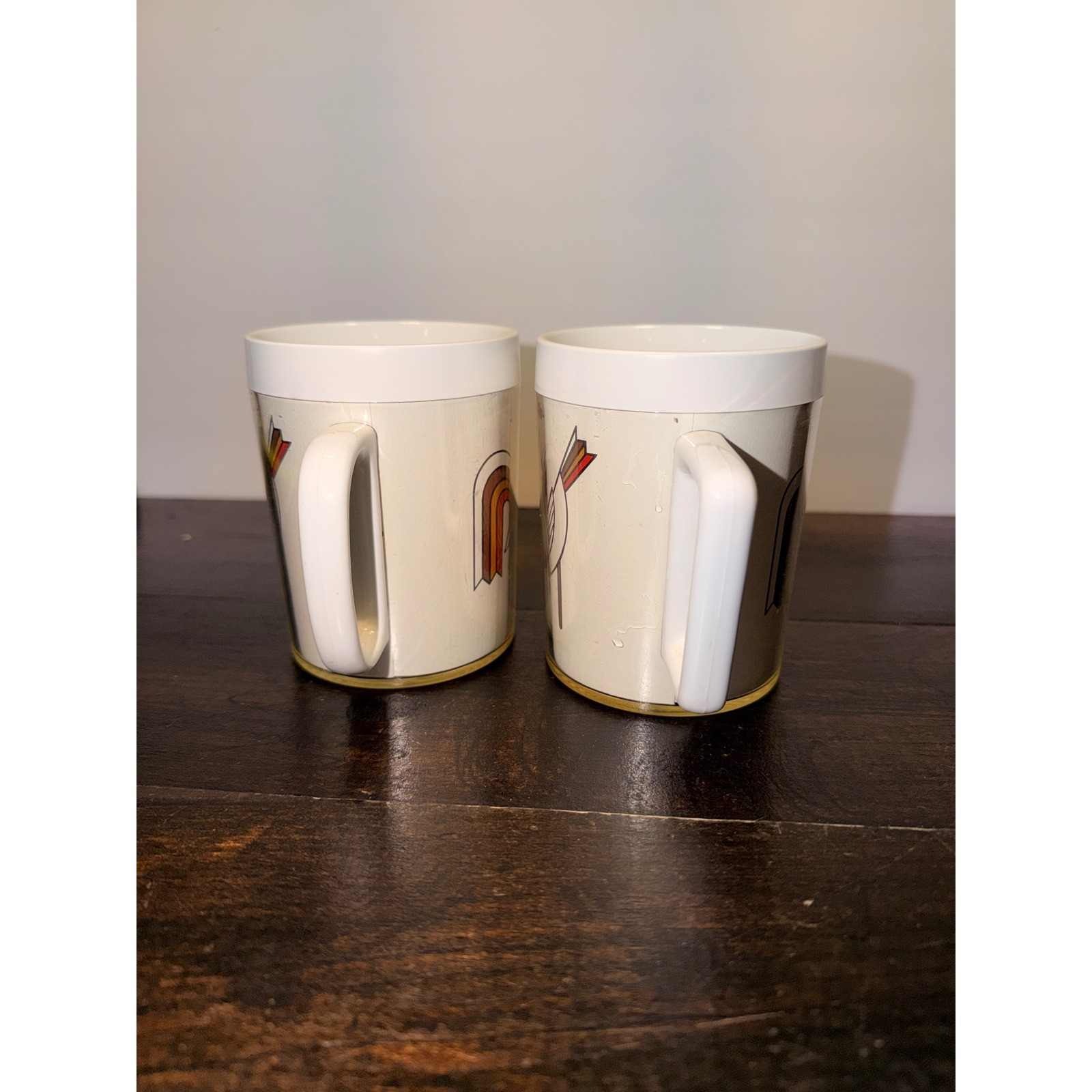 Vintage Rooster Insulated Plastic Coffee Mugs Mid-Century Modern