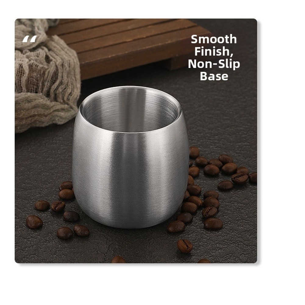 304 Stainless Steel Compact Korean Style Cup 150ml Double Wall Anti Slip Base