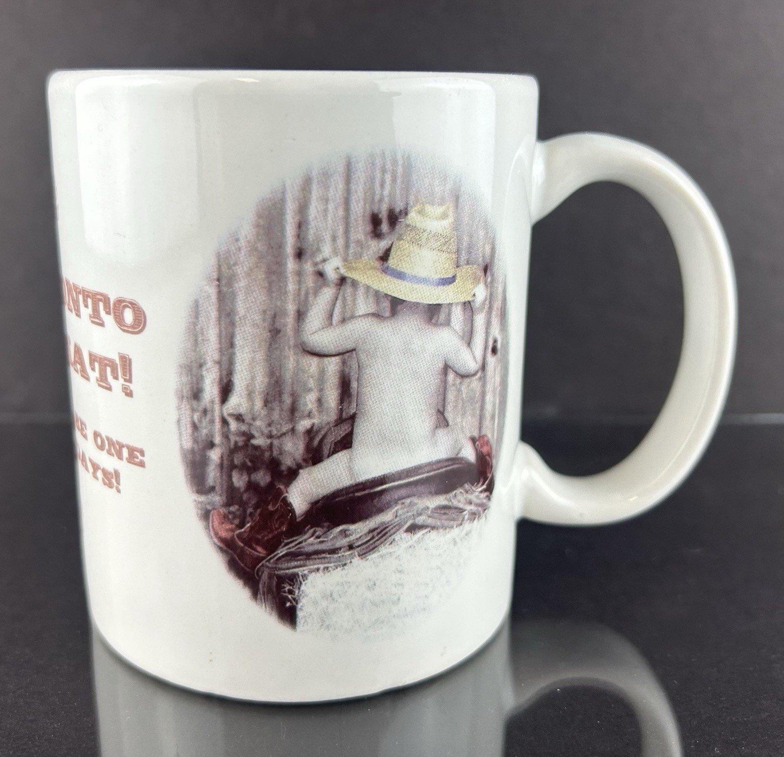 Leanin’ Tree Hang Onto Your Hat Coffee Mug Valerie Tabor-Smith 1994 Funny Mug
