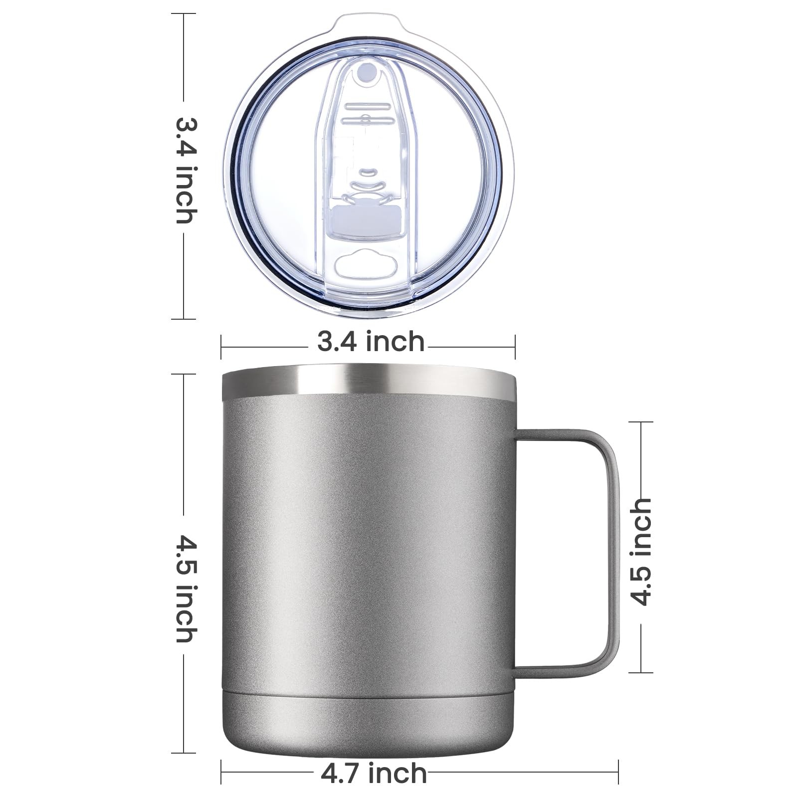 4 Pack 12oz Stainless Steel Mugs Insulated Tumblers Sliding Lid Travel Camping C