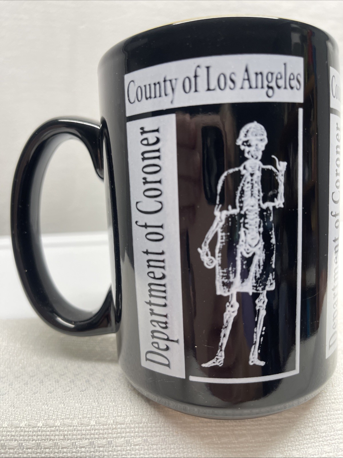 Department of Corner County of Los Angeles Black Coffee Tea Mug Cup Skeleton