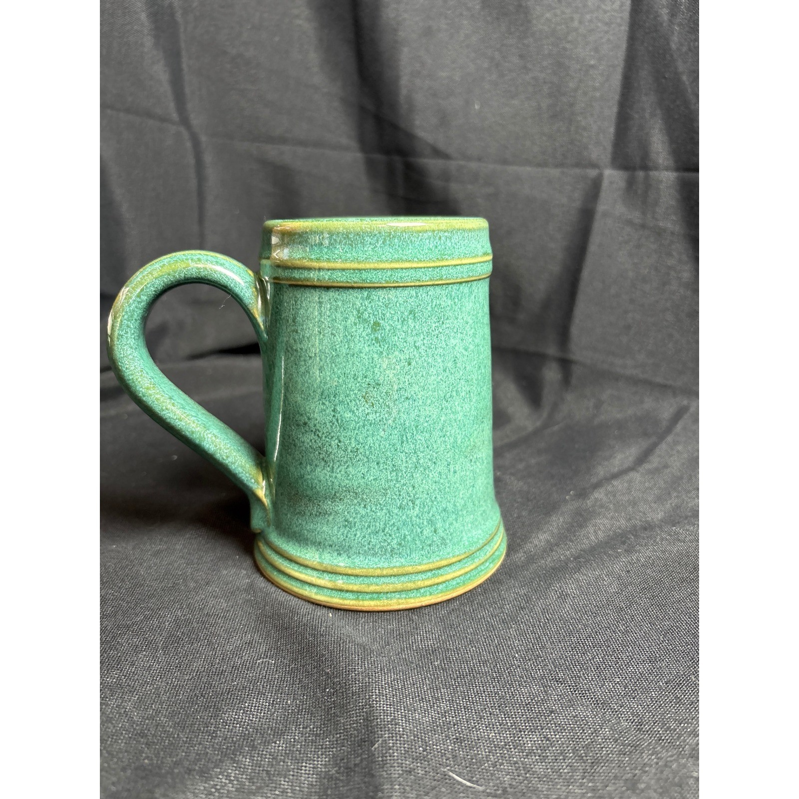 Grey Fox Pottery James W Foley Freedom Run 2023 Teal Stoneware Mug Stein USA