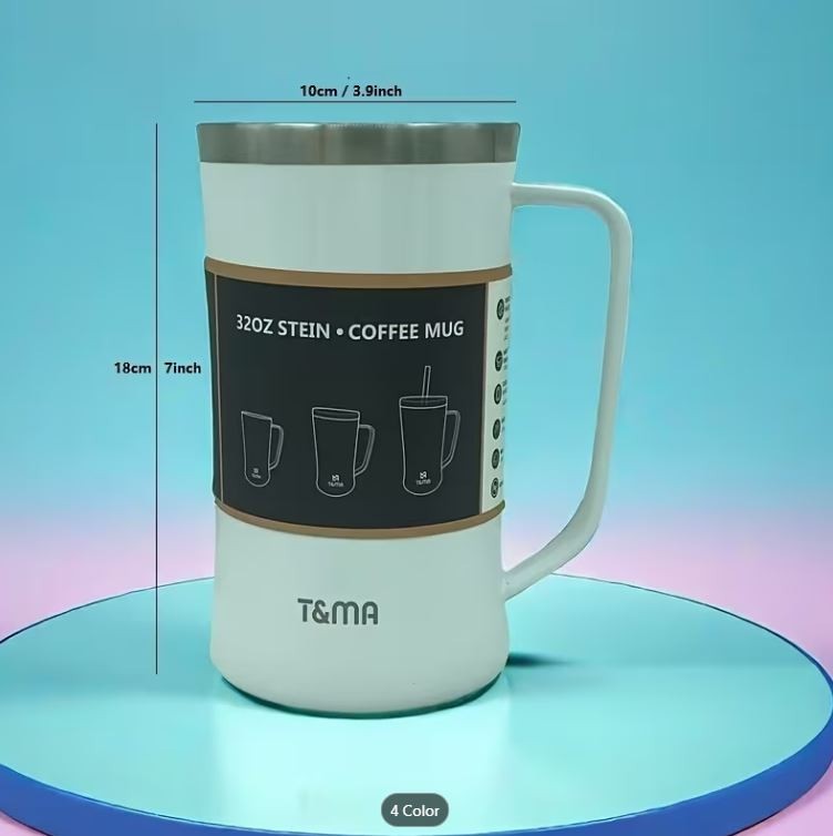 Coffee Mug 32oz Insulated Stainless Steel Double Walled Vacuum Sealed