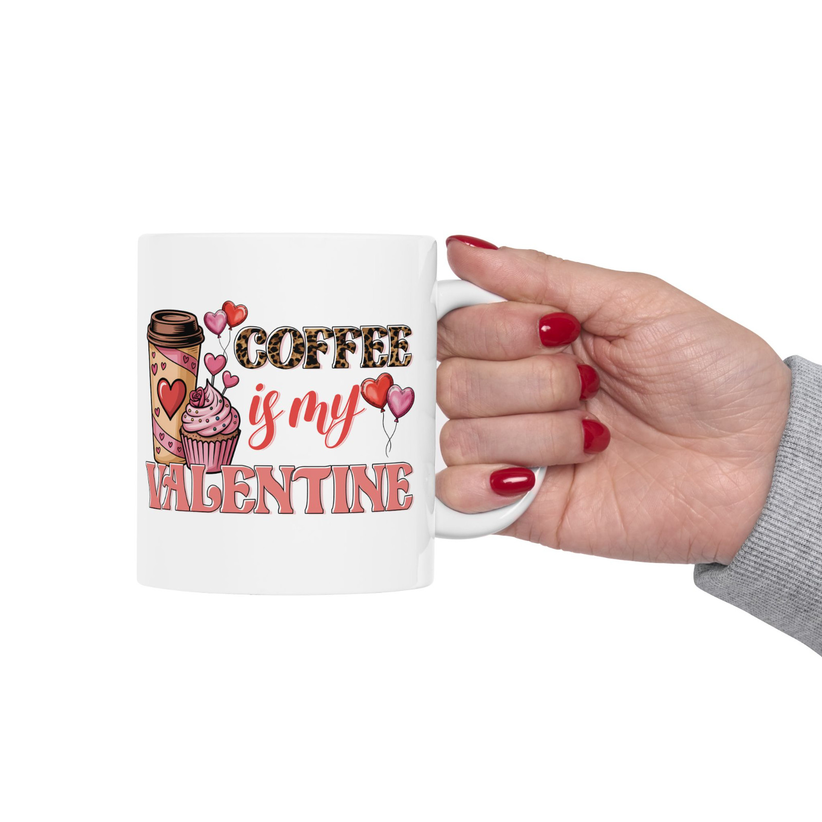 Coffee Is My Valentine Mug Leopard Print Cute Coffee Lover Gift Cup