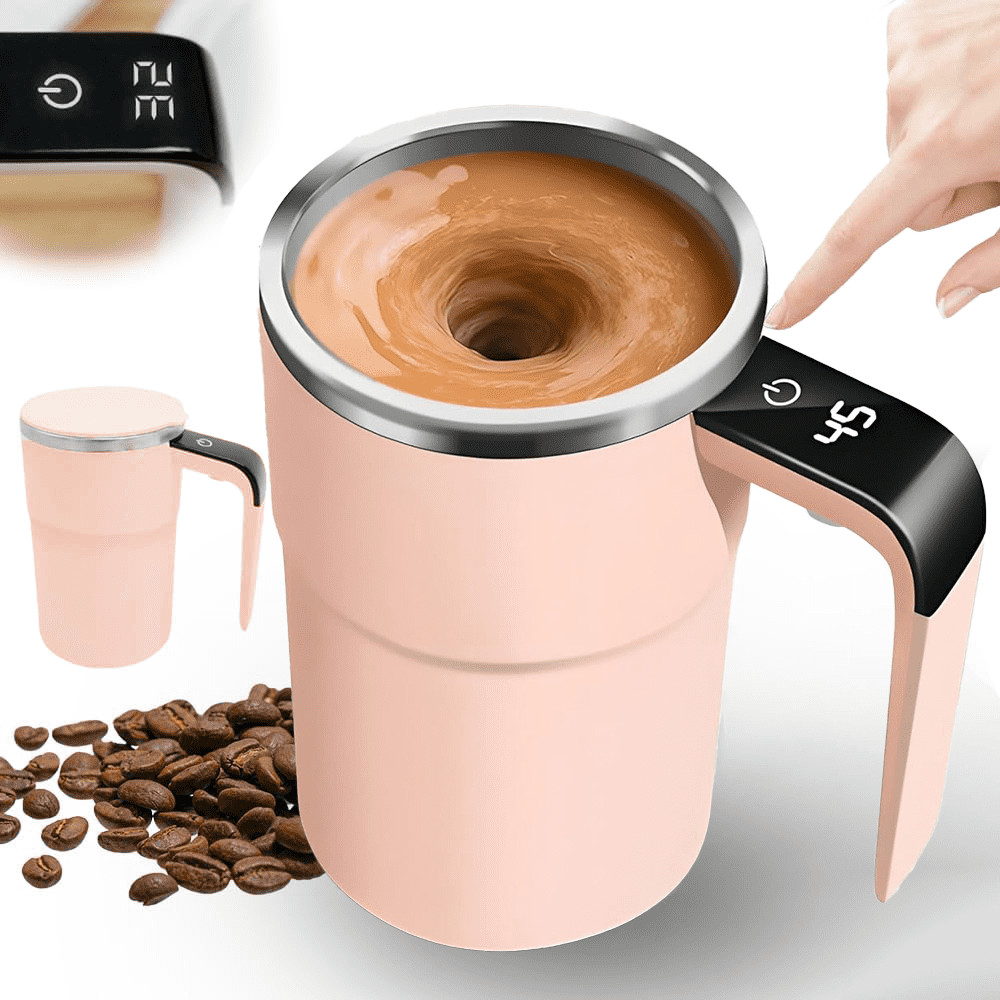 Automatic Stirring Coffee Cup with LED Display 304 Stainless Steel Material 13oz