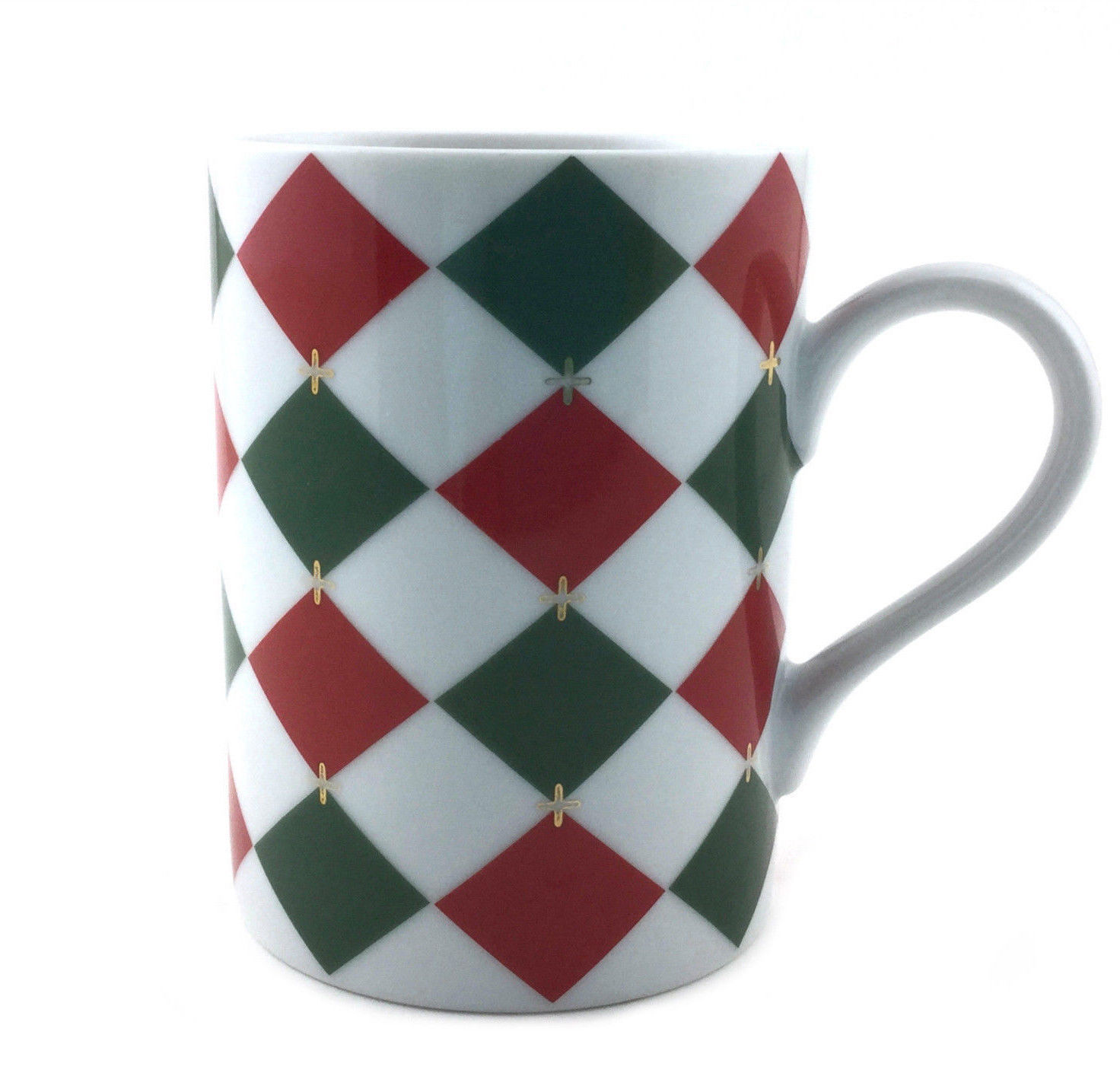 Williams Sonoma Vintage Coffee Mug 8 Fl oz Harlequin Diamond Pattern Ceramic Cup