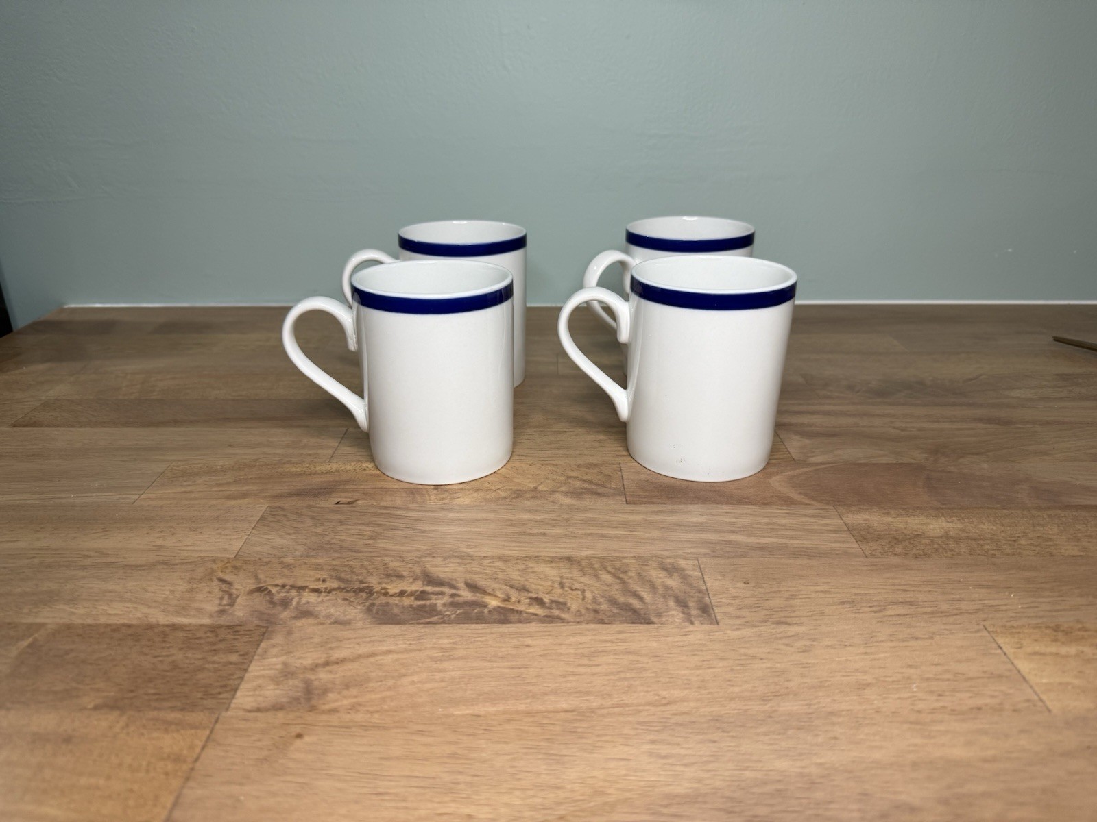 Bistro by Gorham Coffee cup Set, White with Blue Band, 4-Piece