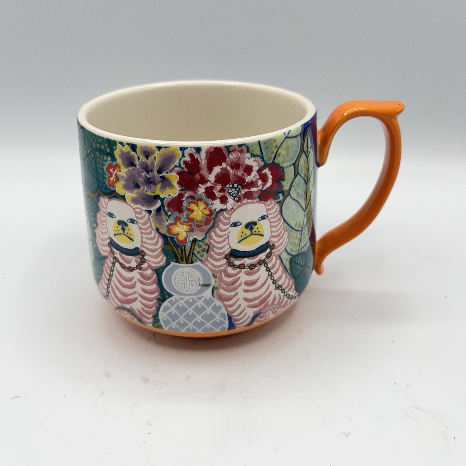 Anthropologie Paige Gemmel Animals Staffordshire Dog Coffee Tea Mug Floral Art