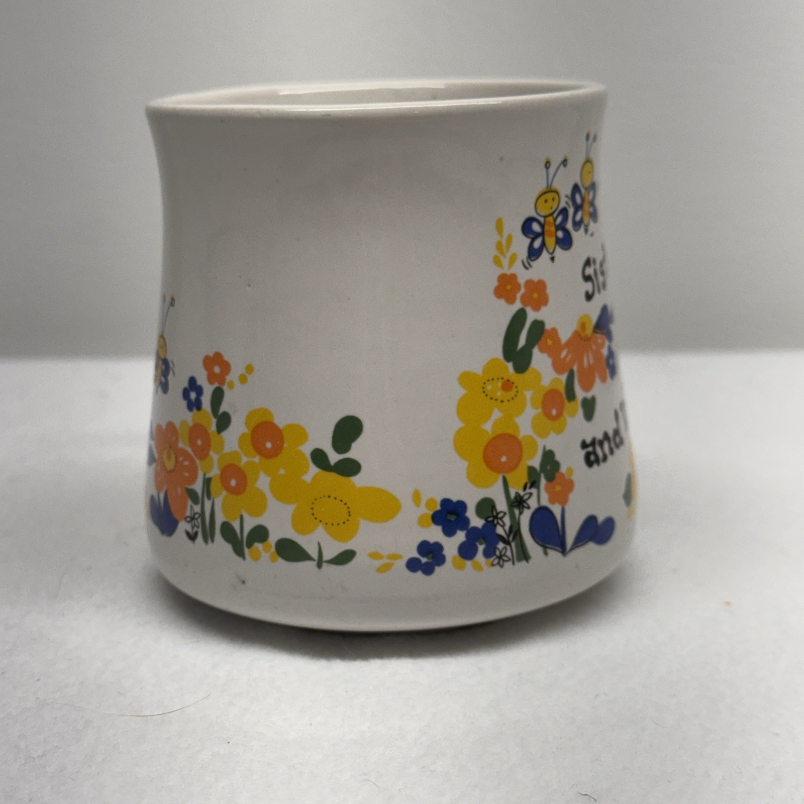 Unbranded Sisters Floral Coffee Mug Women OS White Retro Bumblebee Cottagecore