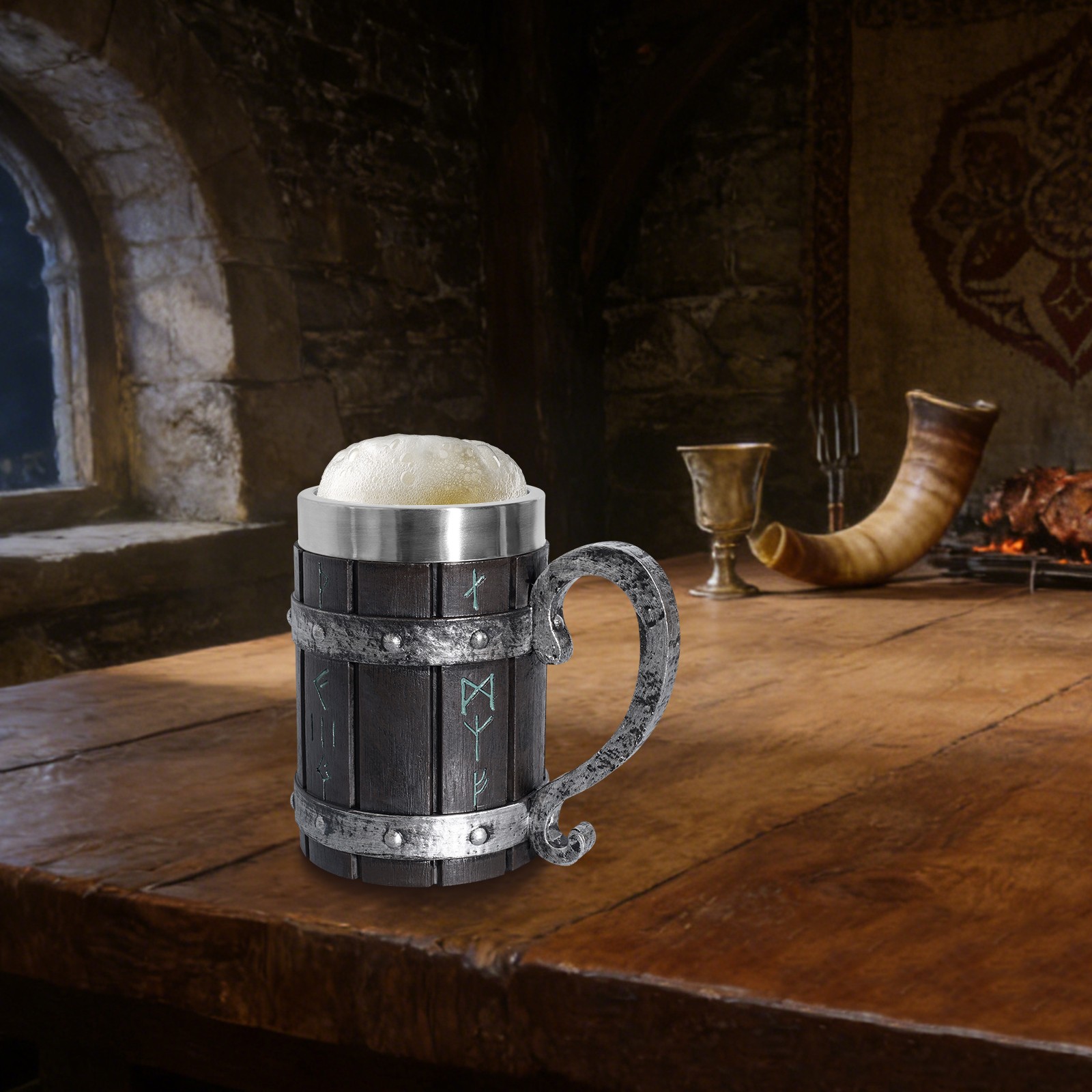 Viking Beer Mug Max 20oz 201 Stainless Steel Heavy Mug w/ Handle Easy To Hold