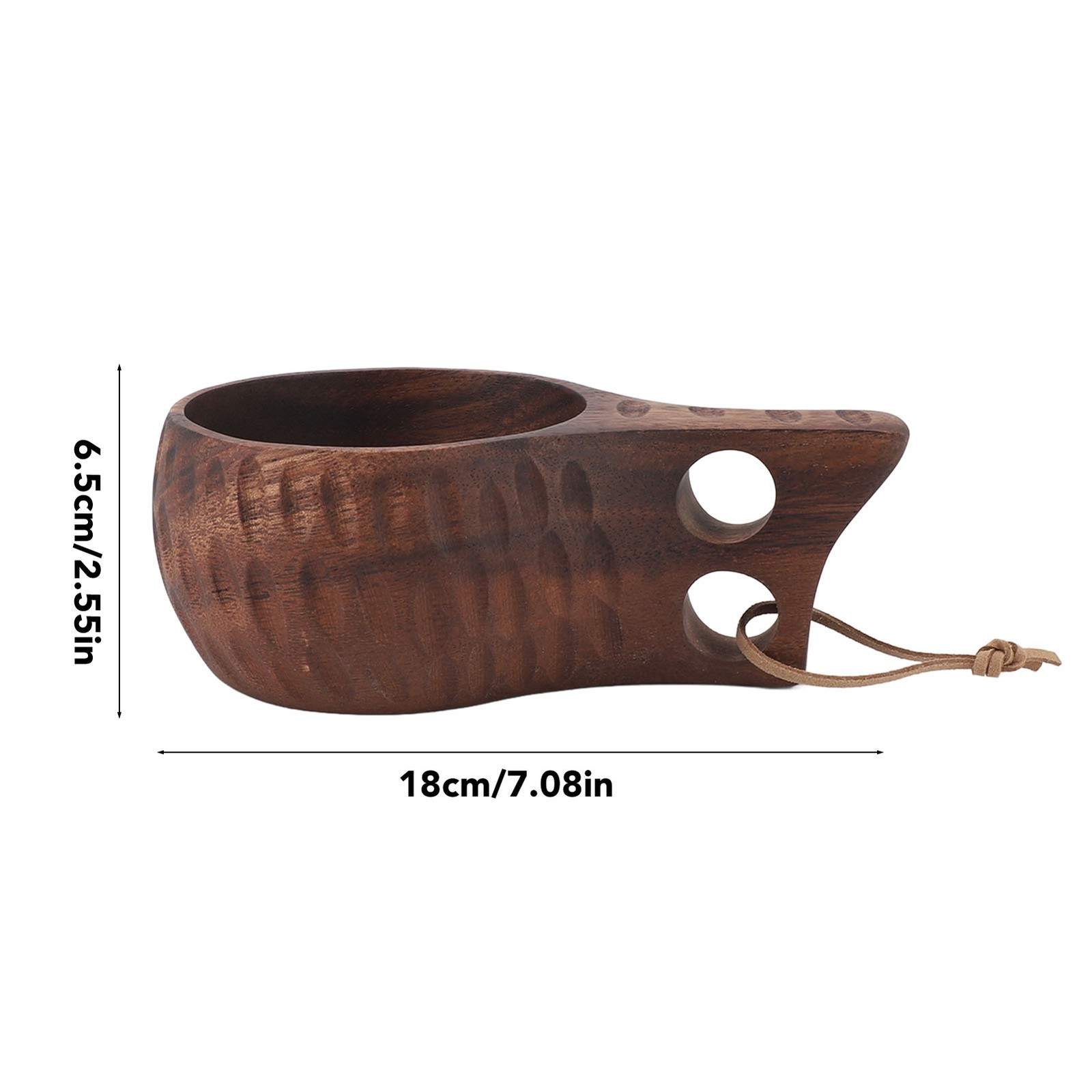 350ML Wooden Cup With Handle Portable Multifunctional Wood Mug Drinking Cup For