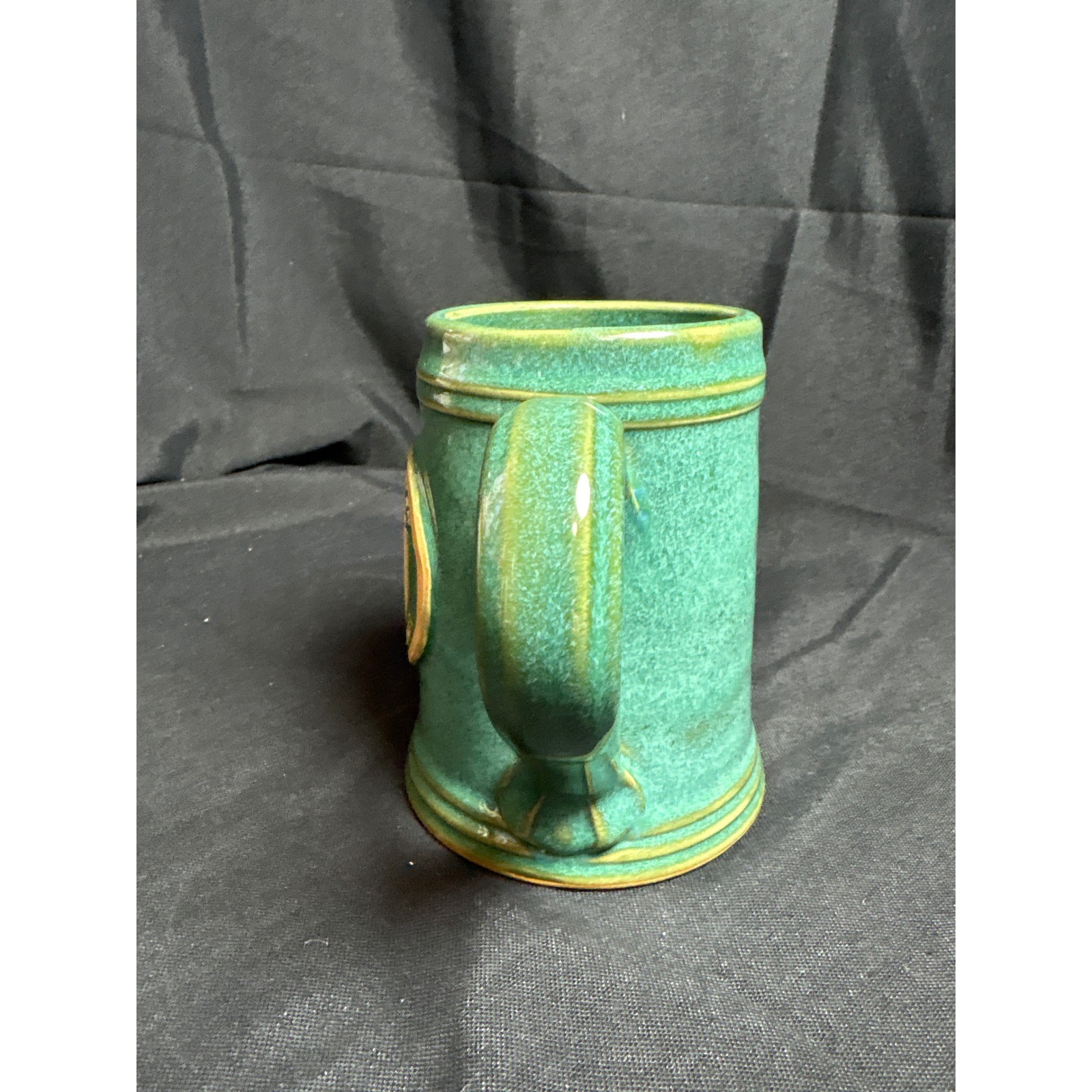 Grey Fox Pottery James W Foley Freedom Run 2023 Teal Stoneware Mug Stein USA