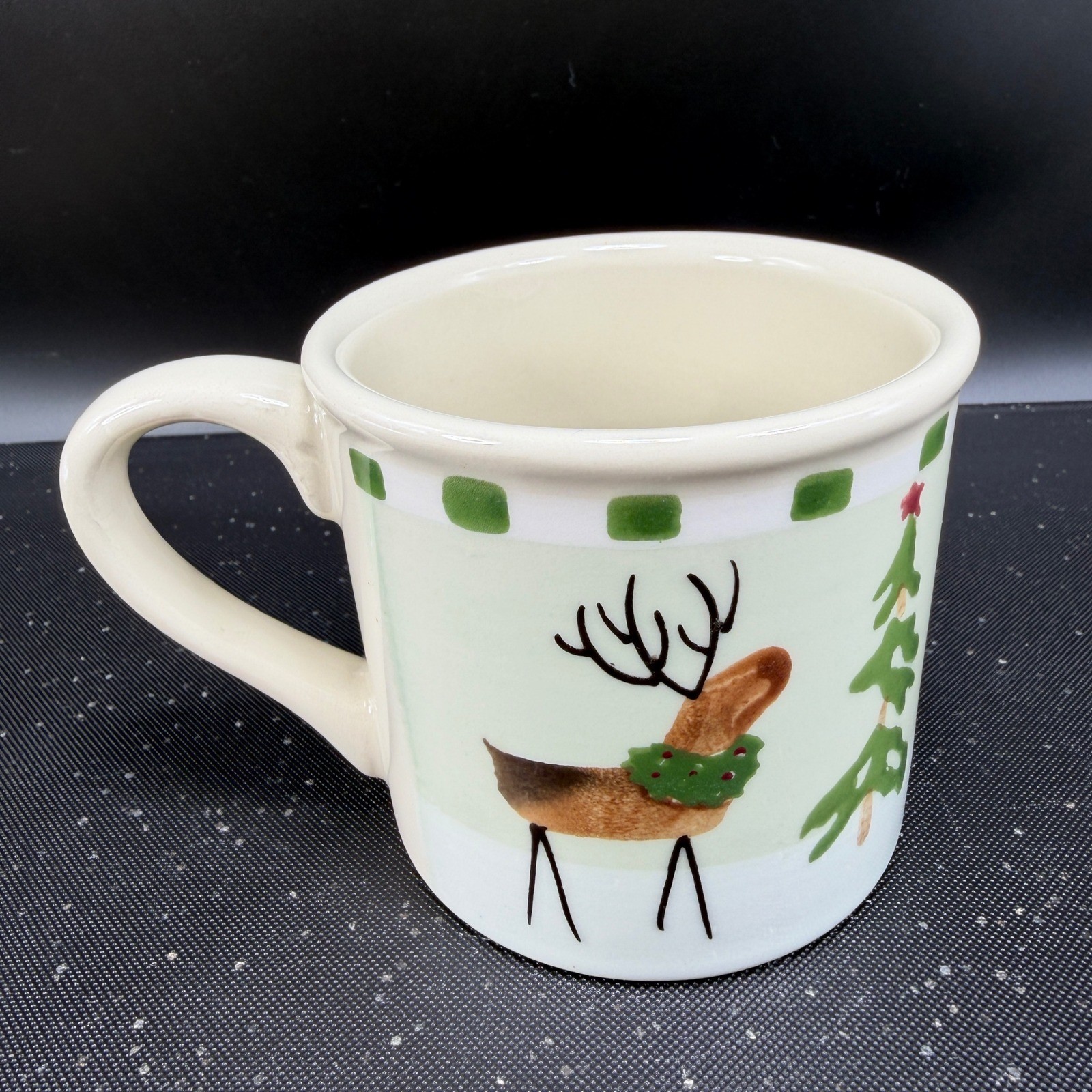 Hartstone Pottery Reindeer Christmas Mug USA Stoneware Holiday Coffee Cup 3.5in