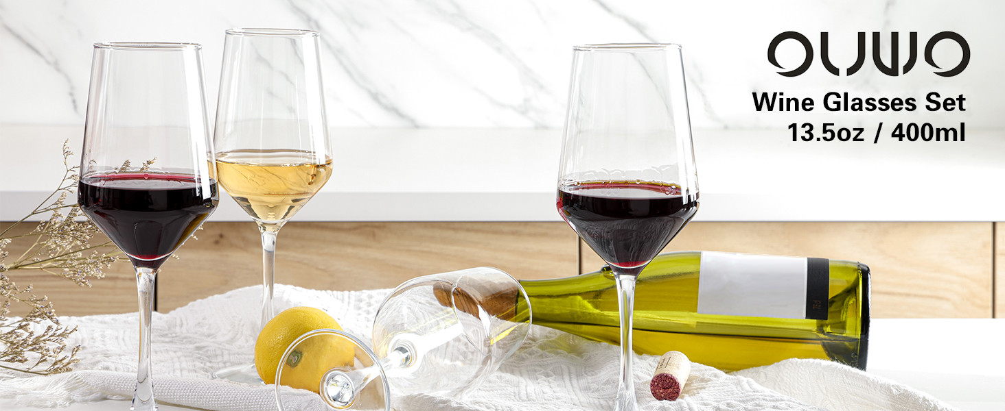 Wine Glasses Set of 4, 13.5oz Red White Wine Glasses,Lead-Long Stem Wine
