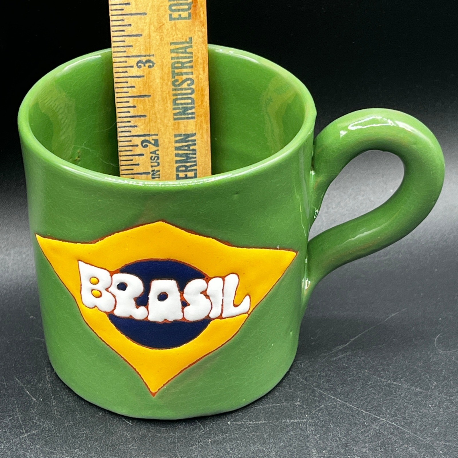 Handmade Brazil Flag Pottery Mug EMBU-SP Embu das Artes São Paulo Studio 9oz
