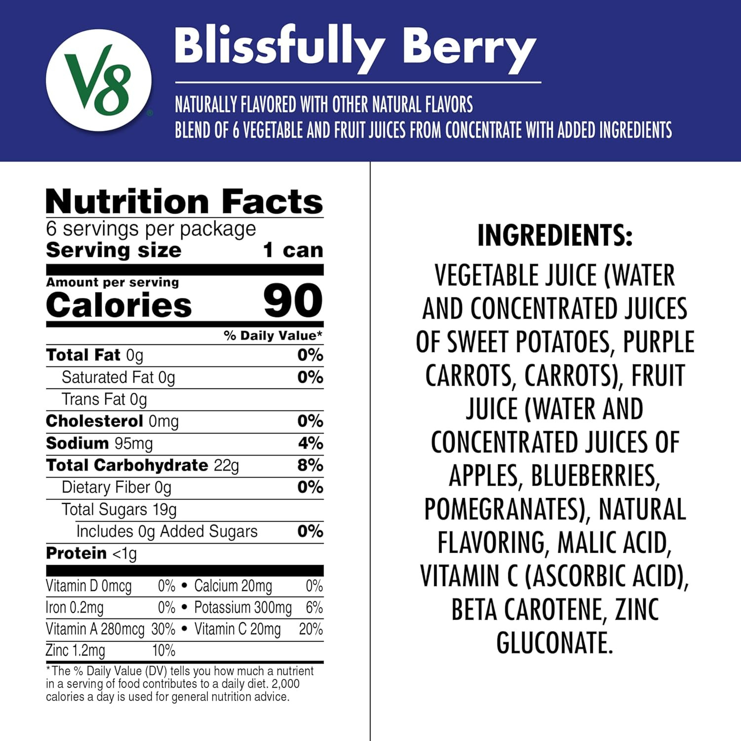 Blissfully Berry 100% Fruit and Vegetable Juice, 8 Fl Oz Can (24 Pack)