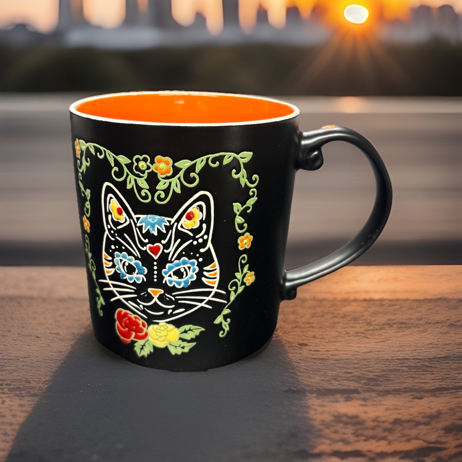 ELI + ANA 2022 Coffee Mug 21 oz Dia De Los Muertos Charlie Day Of The Dead Cat