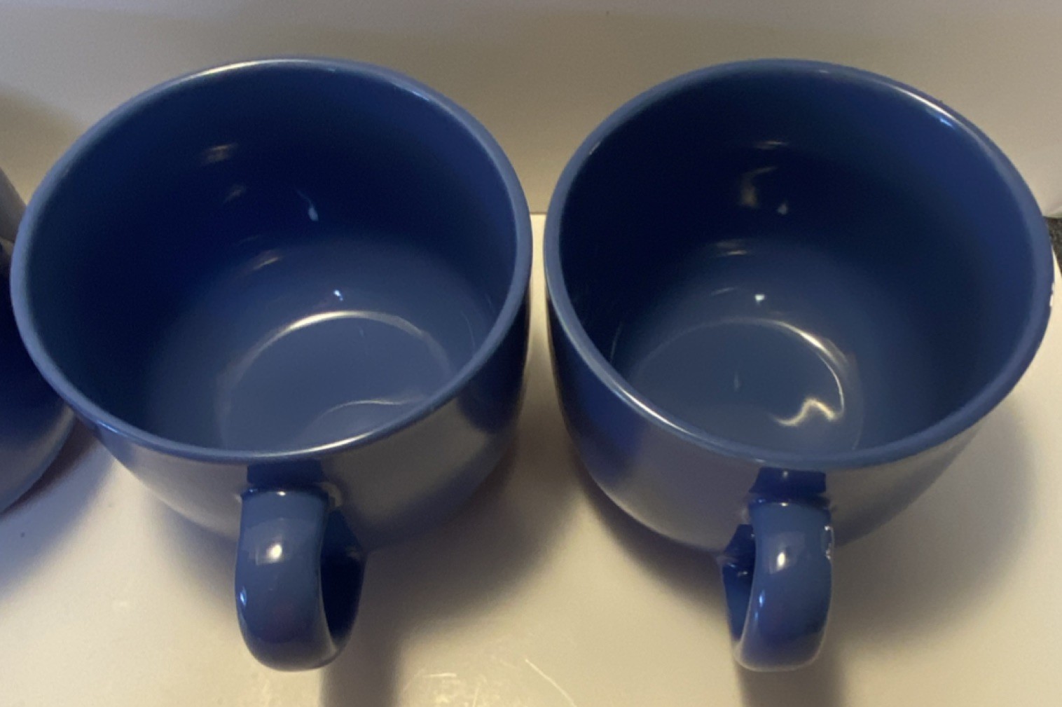 OMNIWARE TEAZ CAFE’COLLECTION SET OF 4 SAPPHIRE BLUE 24oz MUGS,DURABLE STONEWARE