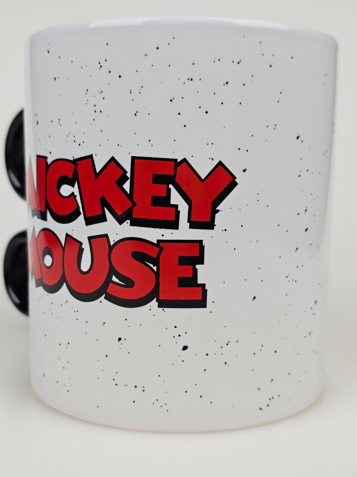 Mickey Mouse Ears Handle White with Black Speckles Disney 20 oz. Mug HAND WASH